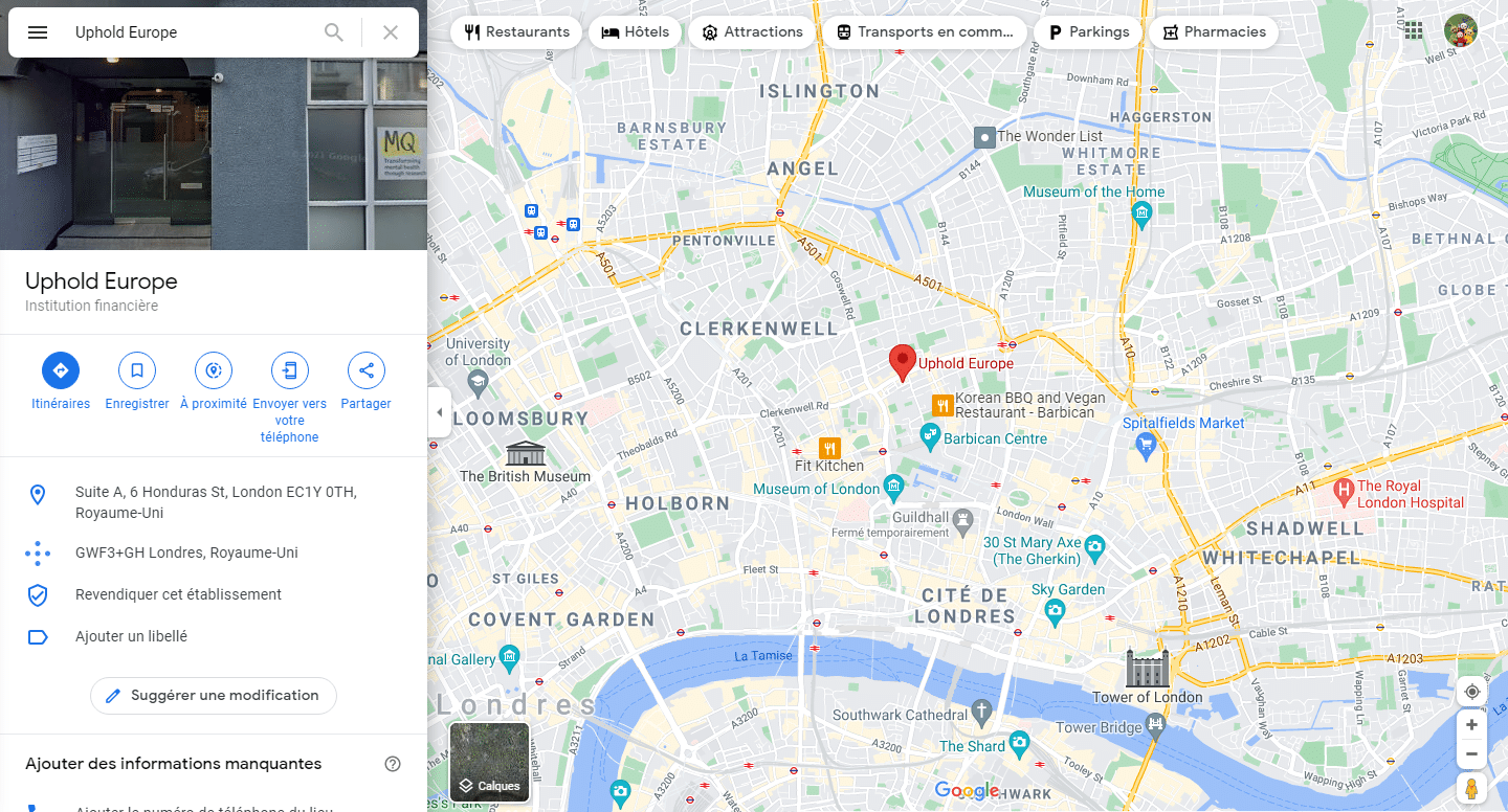 Localisation Uphold - Avis